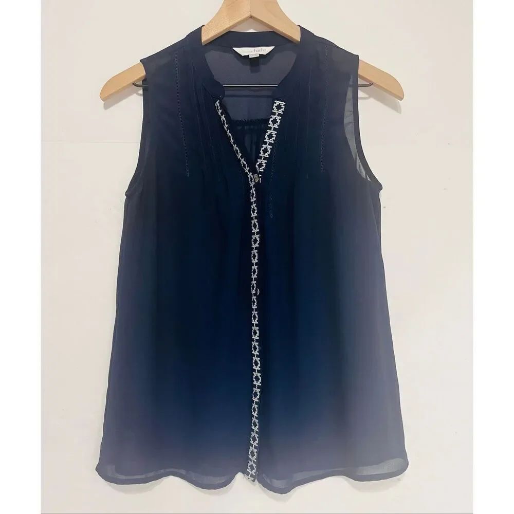 Charming Charlie Blue Sheer Sleeveless Blouse   Size S